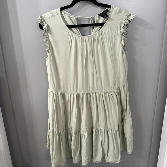 House of Harlow Dress Green Ruffle Boho Babydoll Mini Dress Size XS - Picture 1 of 6